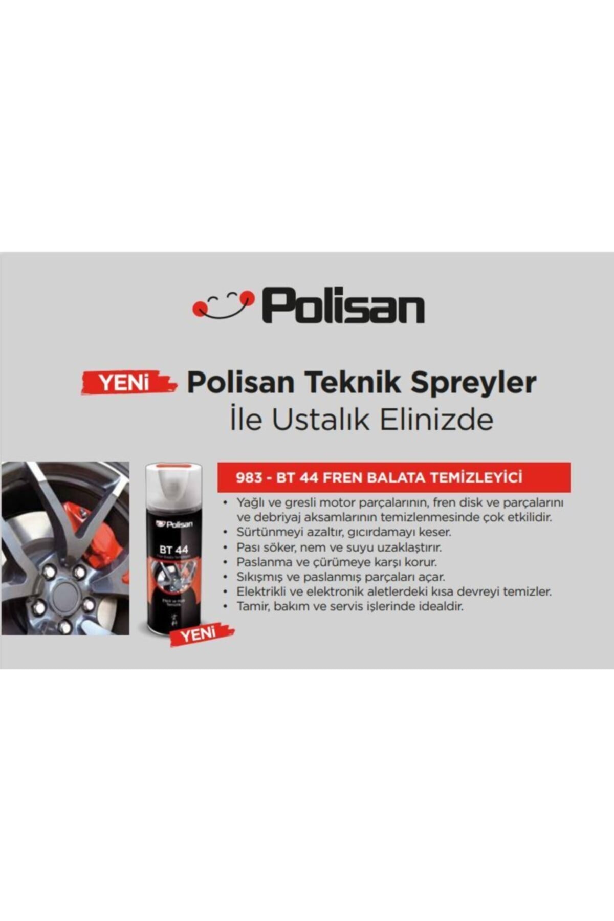 Polisan Sprey Bt 44 Fren Balata Temizleyici 500 Ml